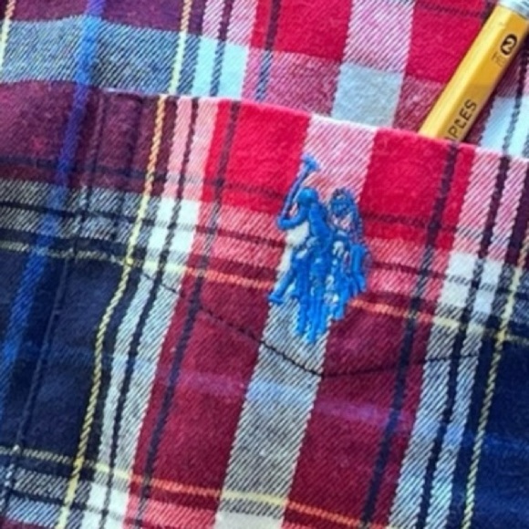 NWOT U.S. POLO ASSN. Blue/Red/White  Plaid Button Down Long Sleeve Shirt - Picture 15 of 16
